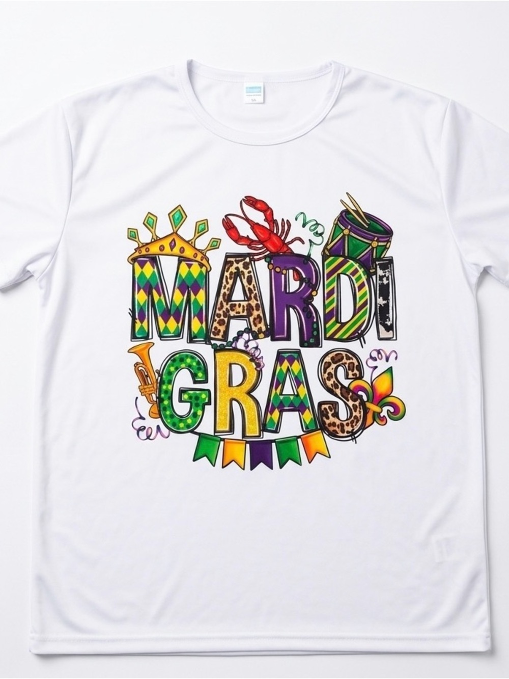 Mardi Gras Beads Factory- White Graphic T-Shirt Plus Size 3X